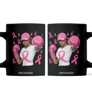 African American Fighter Breast Cancer Awareness Coffee Mug Pink Ribbon TS11 Black Print Your Wear