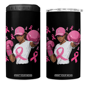 African American Fighter Breast Cancer Awareness 4 in 1 Can Cooler Tumbler Pink Ribbon TS11 One Size: 16 oz Black Print Your Wear