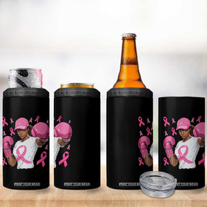 African American Fighter Breast Cancer Awareness 4 in 1 Can Cooler Tumbler Pink Ribbon TS11 Print Your Wear