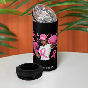 African American Fighter Breast Cancer Awareness 4 in 1 Can Cooler Tumbler Pink Ribbon TS11 Print Your Wear