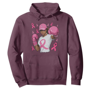 African American Fighter Breast Cancer Awareness Hoodie Pink Ribbon TS11 Maroon Print Your Wear