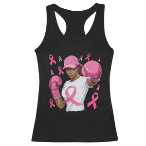 African American Fighter Breast Cancer Awareness Racerback Tank Top Pink Ribbon TS11 Black Print Your Wear