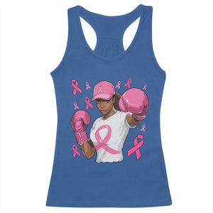 African American Fighter Breast Cancer Awareness Racerback Tank Top Pink Ribbon TS11 Royal Blue Print Your Wear