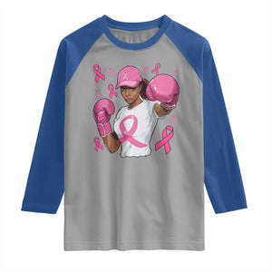 African American Fighter Breast Cancer Awareness Raglan Shirt Pink Ribbon TS11 Sport Gray Royal Print Your Wear