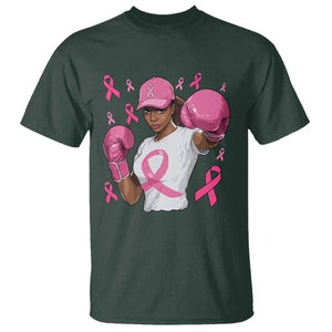African American Fighter Breast Cancer Awareness T Shirt Pink Ribbon TS11 Dark Forest Green Print Your Wear