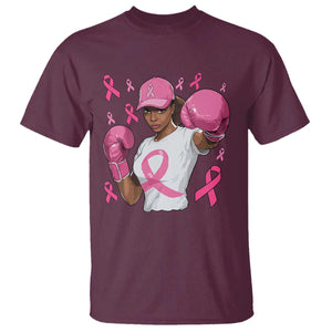 African American Fighter Breast Cancer Awareness T Shirt Pink Ribbon TS11 Maroon Print Your Wear