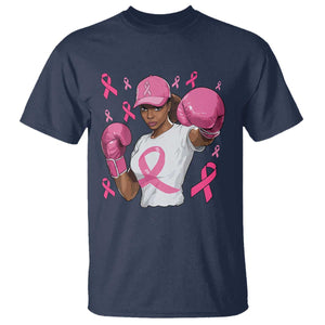 African American Fighter Breast Cancer Awareness T Shirt Pink Ribbon TS11 Navy Print Your Wear