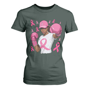 African American Fighter Breast Cancer Awareness T Shirt For Women Pink Ribbon TS11 Dark Forest Green Print Your Wear