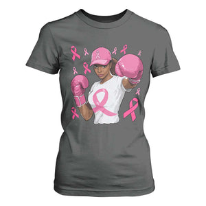 African American Fighter Breast Cancer Awareness T Shirt For Women Pink Ribbon TS11 Dark Heather Print Your Wear