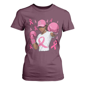 African American Fighter Breast Cancer Awareness T Shirt For Women Pink Ribbon TS11 Maroon Print Your Wear