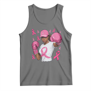 African American Fighter Breast Cancer Awareness Tank Top Pink Ribbon TS11 Black Heather Print Your Wear