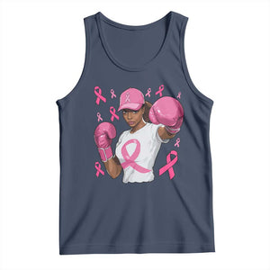African American Fighter Breast Cancer Awareness Tank Top Pink Ribbon TS11 Navy Print Your Wear