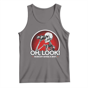 Oh Look Nobody Gives A Shit Tank Top Funny Sarcastic Humor Skeleton TS11 Deep Heather Print Your Wear