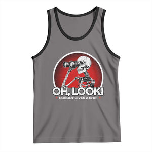 Oh Look Nobody Gives A Shit Tank Top Funny Sarcastic Humor Skeleton TS11 Deep Heather Black Print Your Wear