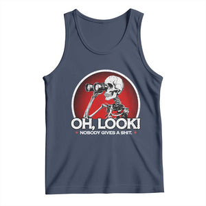 Oh Look Nobody Gives A Shit Tank Top Funny Sarcastic Humor Skeleton TS11 Navy Print Your Wear