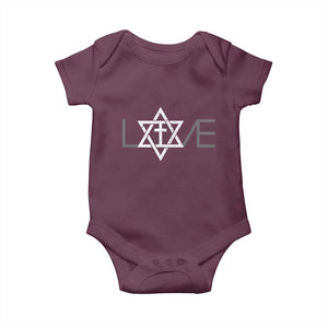 Love Jewish Messianic Christian Cross Star Of David Baby Onesie TS11 Maroon Print Your Wear