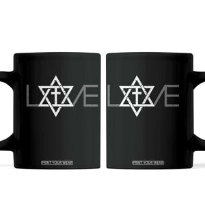 Love Jewish Messianic Christian Cross Star Of David Coffee Mug TS11 Black Print Your Wear