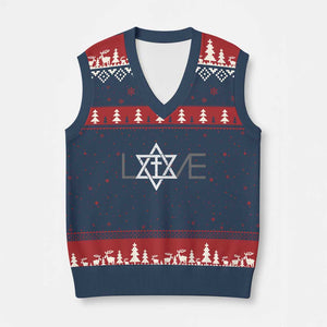 Love Jewish Messianic Christian Cross Star Of David V-Neck Knit Sweater Vest TS11 Navy Red Print Your Wear