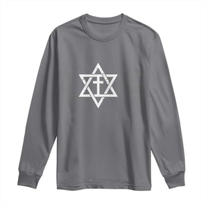 Love Jewish Messianic Christian Cross Star Of David Long Sleeve Shirt TS11 Charcoal Print Your Wear