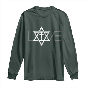 Love Jewish Messianic Christian Cross Star Of David Long Sleeve Shirt TS11 Dark Forest Green Print Your Wear