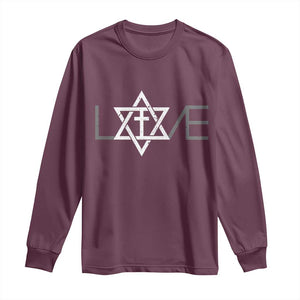 Love Jewish Messianic Christian Cross Star Of David Long Sleeve Shirt TS11 Maroon Print Your Wear