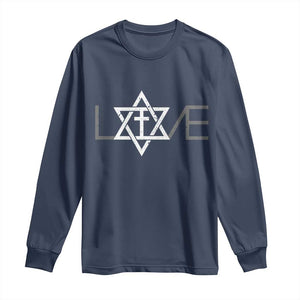 Love Jewish Messianic Christian Cross Star Of David Long Sleeve Shirt TS11 Navy Print Your Wear