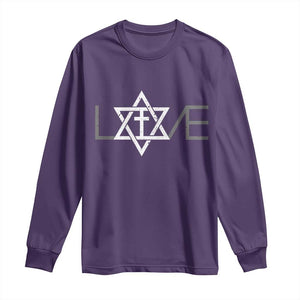 Love Jewish Messianic Christian Cross Star Of David Long Sleeve Shirt TS11 Purple Print Your Wear