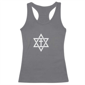 Love Jewish Messianic Christian Cross Star Of David Racerback Tank Top TS11 Charcoal Print Your Wear