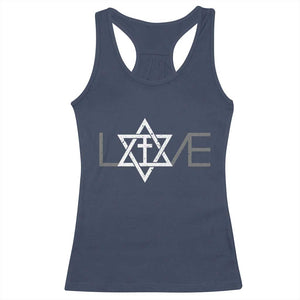 Love Jewish Messianic Christian Cross Star Of David Racerback Tank Top TS11 Navy Print Your Wear