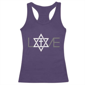 Love Jewish Messianic Christian Cross Star Of David Racerback Tank Top TS11 Purple Print Your Wear
