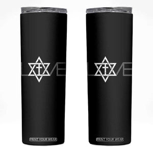 Love Jewish Messianic Christian Cross Star Of David Skinny Tumbler TS11 Black Print Your Wear