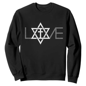 Love Jewish Messianic Christian Cross Star Of David Sweatshirt TS11 Black Print Your Wear