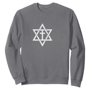Love Jewish Messianic Christian Cross Star Of David Sweatshirt TS11 Charcoal Print Your Wear
