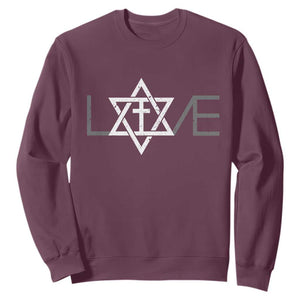 Love Jewish Messianic Christian Cross Star Of David Sweatshirt TS11 Maroon Print Your Wear