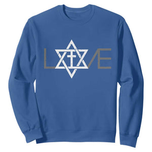 Love Jewish Messianic Christian Cross Star Of David Sweatshirt TS11 Royal Blue Print Your Wear