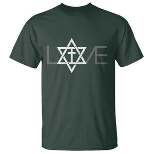 Love Jewish Messianic Christian Cross Star Of David T Shirt TS11 Dark Forest Green Print Your Wear