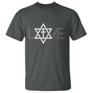 Love Jewish Messianic Christian Cross Star Of David T Shirt TS11 Dark Heather Print Your Wear