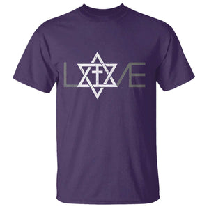 Love Jewish Messianic Christian Cross Star Of David T Shirt TS11 Purple Print Your Wear