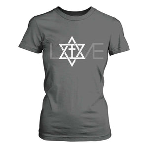 Love Jewish Messianic Christian Cross Star Of David T Shirt For Women TS11 Dark Heather Print Your Wear