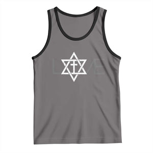 Love Jewish Messianic Christian Cross Star Of David Tank Top TS11 Deep Heather Black Print Your Wear