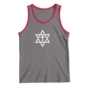Love Jewish Messianic Christian Cross Star Of David Tank Top TS11 Deep Heather Red Print Your Wear