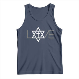 Love Jewish Messianic Christian Cross Star Of David Tank Top TS11 Navy Print Your Wear
