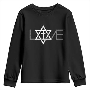 Love Jewish Messianic Christian Cross Star Of David Youth Sweatshirt TS11 Black Print Your Wear