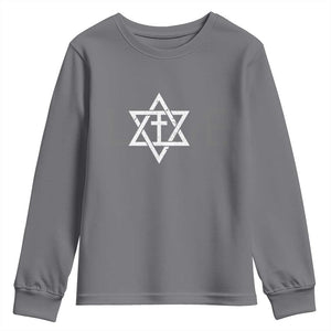 Love Jewish Messianic Christian Cross Star Of David Youth Sweatshirt TS11 Charcoal Print Your Wear