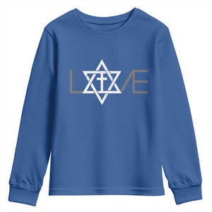 Love Jewish Messianic Christian Cross Star Of David Youth Sweatshirt TS11 Royal Blue Print Your Wear
