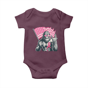 Funny Bigfoot Breast Cancer Awareness Baby Onesie Sasquatch Pink Ribbon TS11 Maroon Print Your Wear