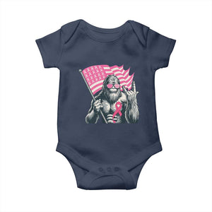 Funny Bigfoot Breast Cancer Awareness Baby Onesie Sasquatch Pink Ribbon TS11 Navy Print Your Wear
