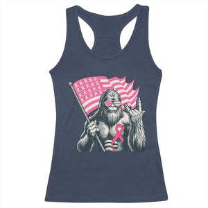 Funny Bigfoot Breast Cancer Awareness Racerback Tank Top Sasquatch Pink Ribbon TS11 Navy Print Your Wear