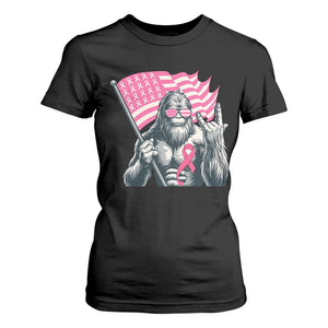 Funny Bigfoot Breast Cancer Awareness T Shirt For Women Sasquatch Pink Ribbon TS11 Black Print Your Wear