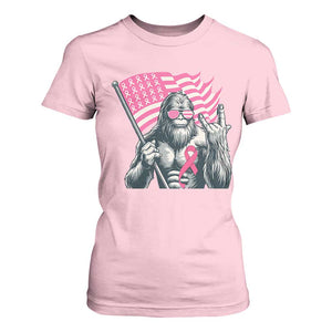 Funny Bigfoot Breast Cancer Awareness T Shirt For Women Sasquatch Pink Ribbon TS11 Light Pink Print Your Wear